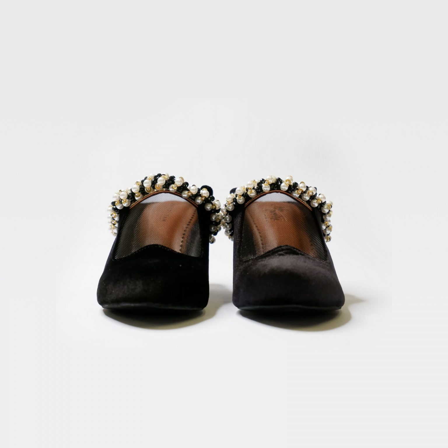 tan velvet heels