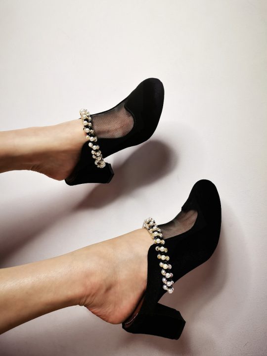 tan velvet heels